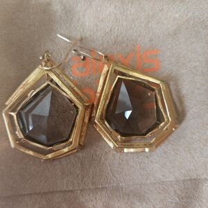 Alexis Bittar Gold and Black Pentagonal Earrings
